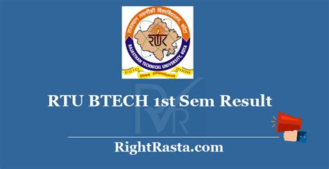 rtu 1st sem result|RTU B.Tech 1st Semester Results Declared @ Esuvidha.info, .